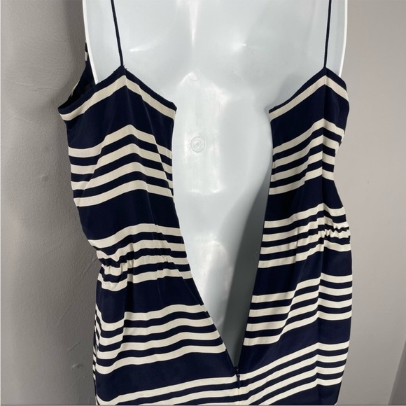 J CREW Navy Blue White Silk Striped Summer Dress - Picture 5 of 9